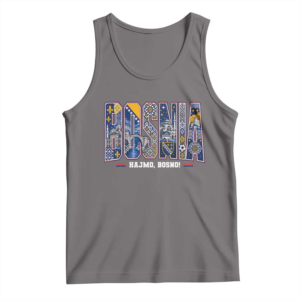Lets Go Bosnia Heritage Hajmo Bosno Cultural Mosaic Pattern Tank Top Bosnia Herzegovina Map Soccer Lover Football Fan TS02 Deep Heather Print Your Wear