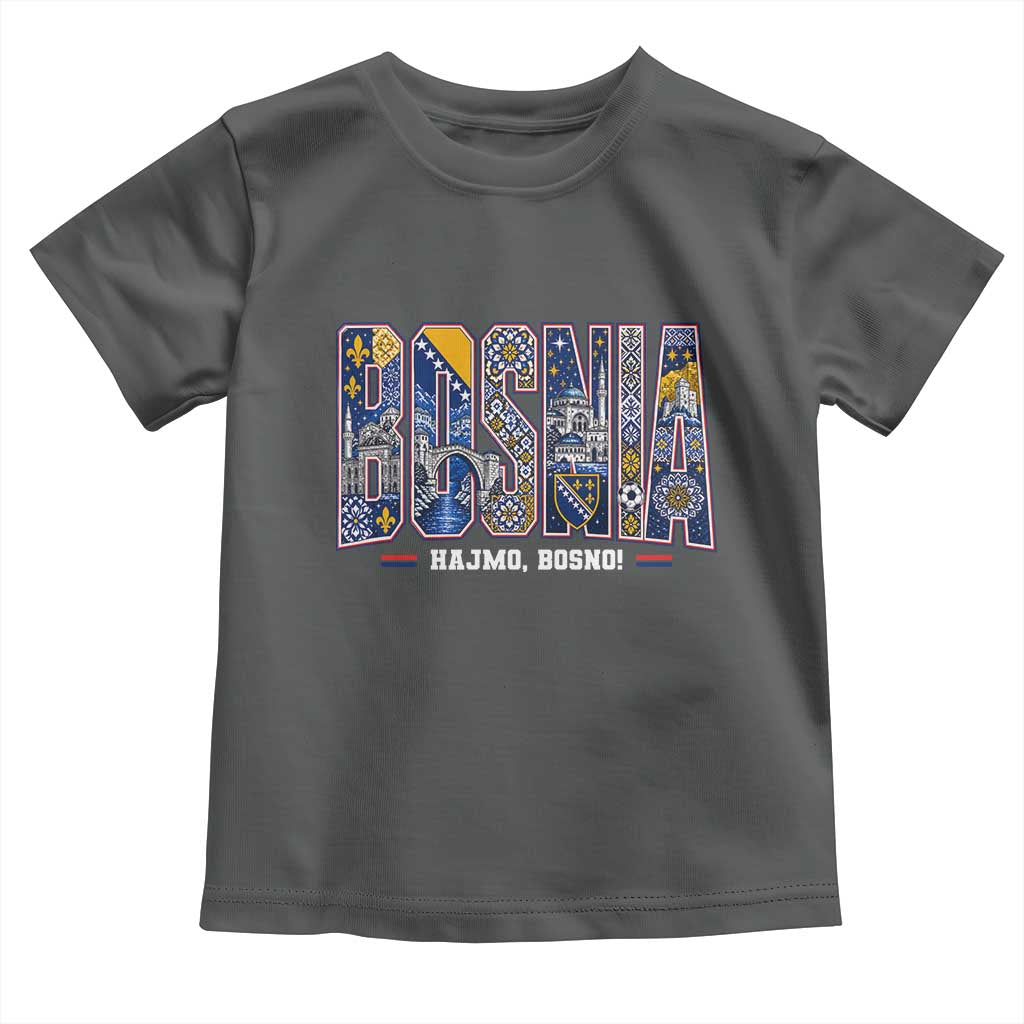 Lets Go Bosnia Heritage Hajmo Bosno Cultural Mosaic Pattern Toddler T Shirt Bosnia Herzegovina Map Soccer Lover Football Fan TS02 Dark Heather Print Your Wear