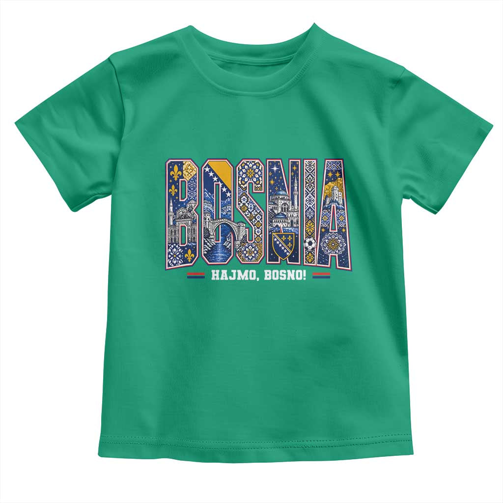 Lets Go Bosnia Heritage Hajmo Bosno Cultural Mosaic Pattern Toddler T Shirt Bosnia Herzegovina Map Soccer Lover Football Fan TS02 Irish Green Print Your Wear