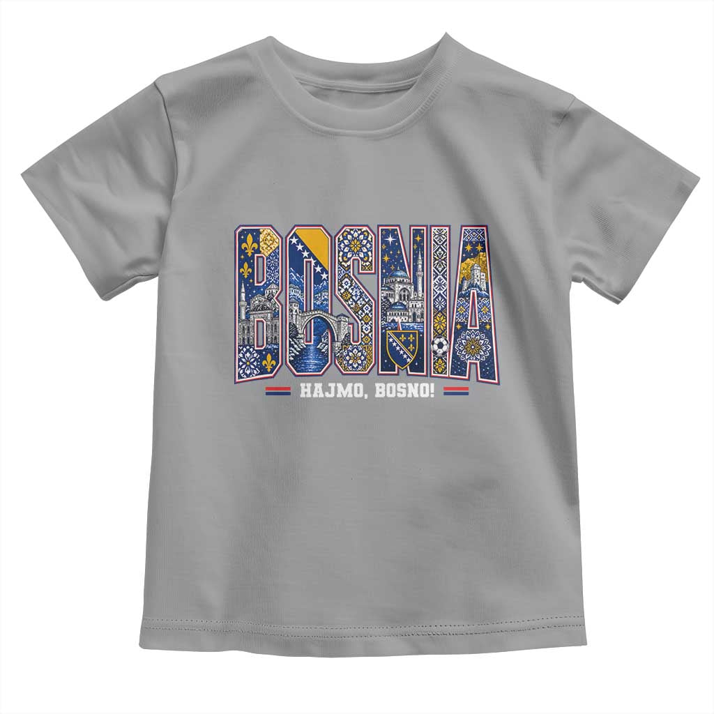 Lets Go Bosnia Heritage Hajmo Bosno Cultural Mosaic Pattern Toddler T Shirt Bosnia Herzegovina Map Soccer Lover Football Fan TS02 Sport Gray Print Your Wear