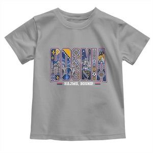 Lets Go Bosnia Heritage Hajmo Bosno Cultural Mosaic Pattern Toddler T Shirt Bosnia Herzegovina Map Soccer Lover Football Fan TS02 Sport Gray Print Your Wear