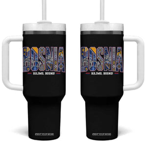 Lets Go Bosnia Heritage Hajmo Bosno Cultural Mosaic Pattern Tumbler With Handle Bosnia Herzegovina Map Soccer Lover Football Fan