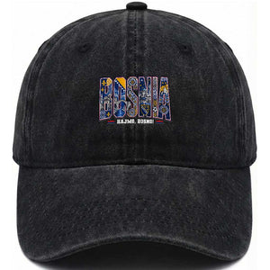 Lets Go Bosnia Heritage Hajmo Bosno Cultural Mosaic Pattern Washed Cotton Baseball Cap Bosnia Herzegovina Map Soccer Lover Football Fan