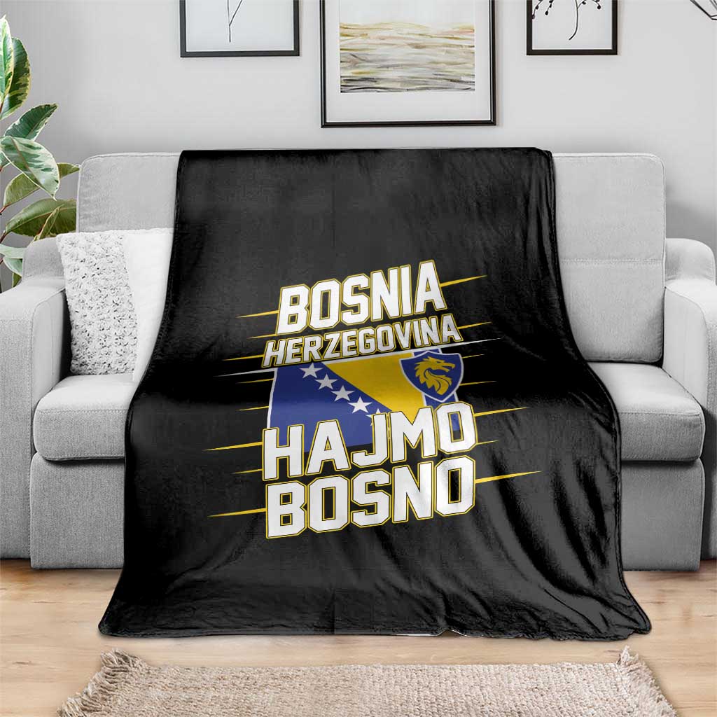 Lets Go Bosnia Herzegovina Hajmo Bosno Dragon Shield Throw Blanket Soccer Team Pride Football Fan Heritage