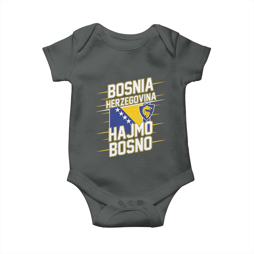 Lets Go Bosnia Herzegovina Hajmo Bosno Dragon Shield Baby Onesie Soccer Team Pride Football Fan Heritage TS02 Dark Heather Print Your Wear