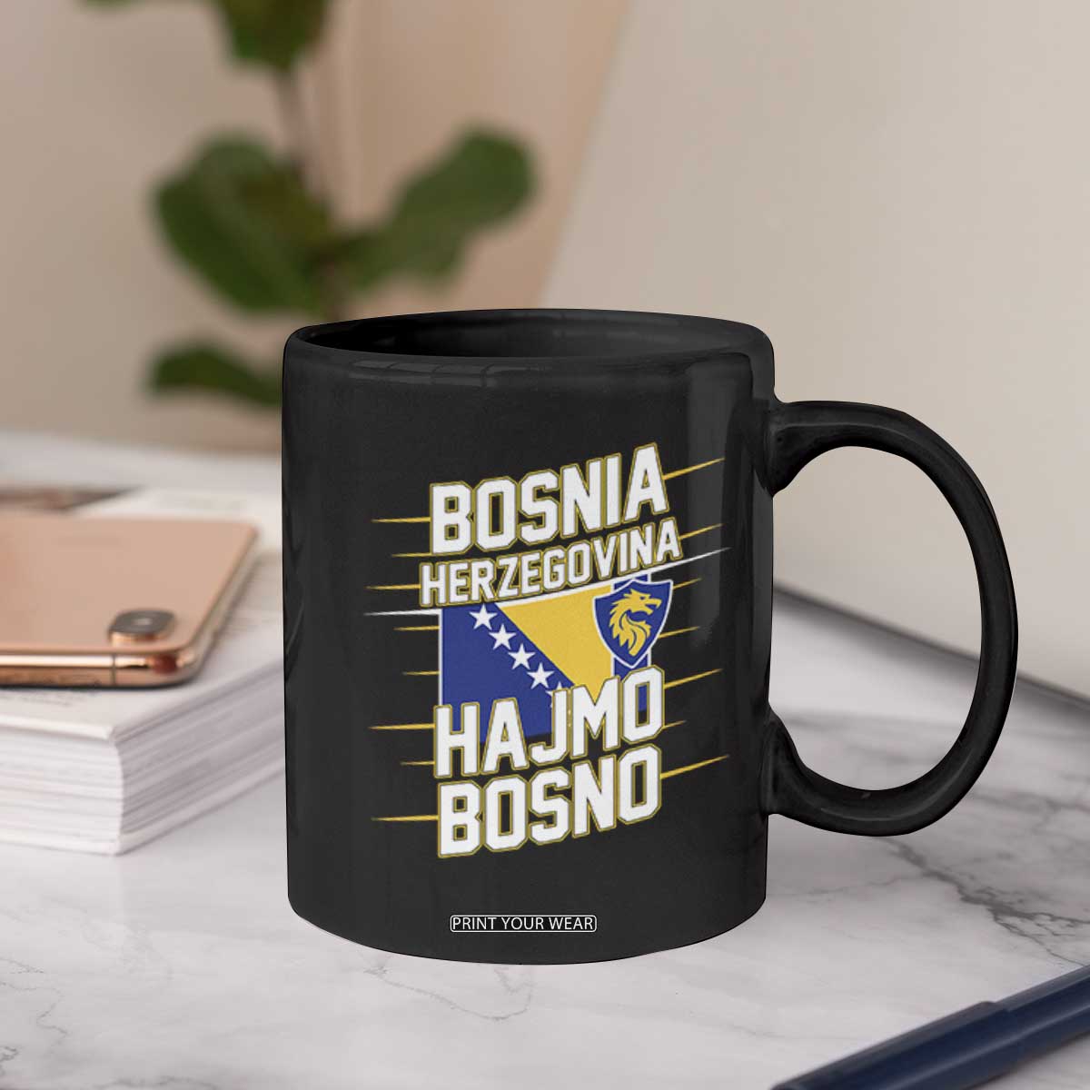 Lets Go Bosnia Herzegovina Hajmo Bosno Dragon Shield Coffee Mug Soccer Team Pride Football Fan Heritage
