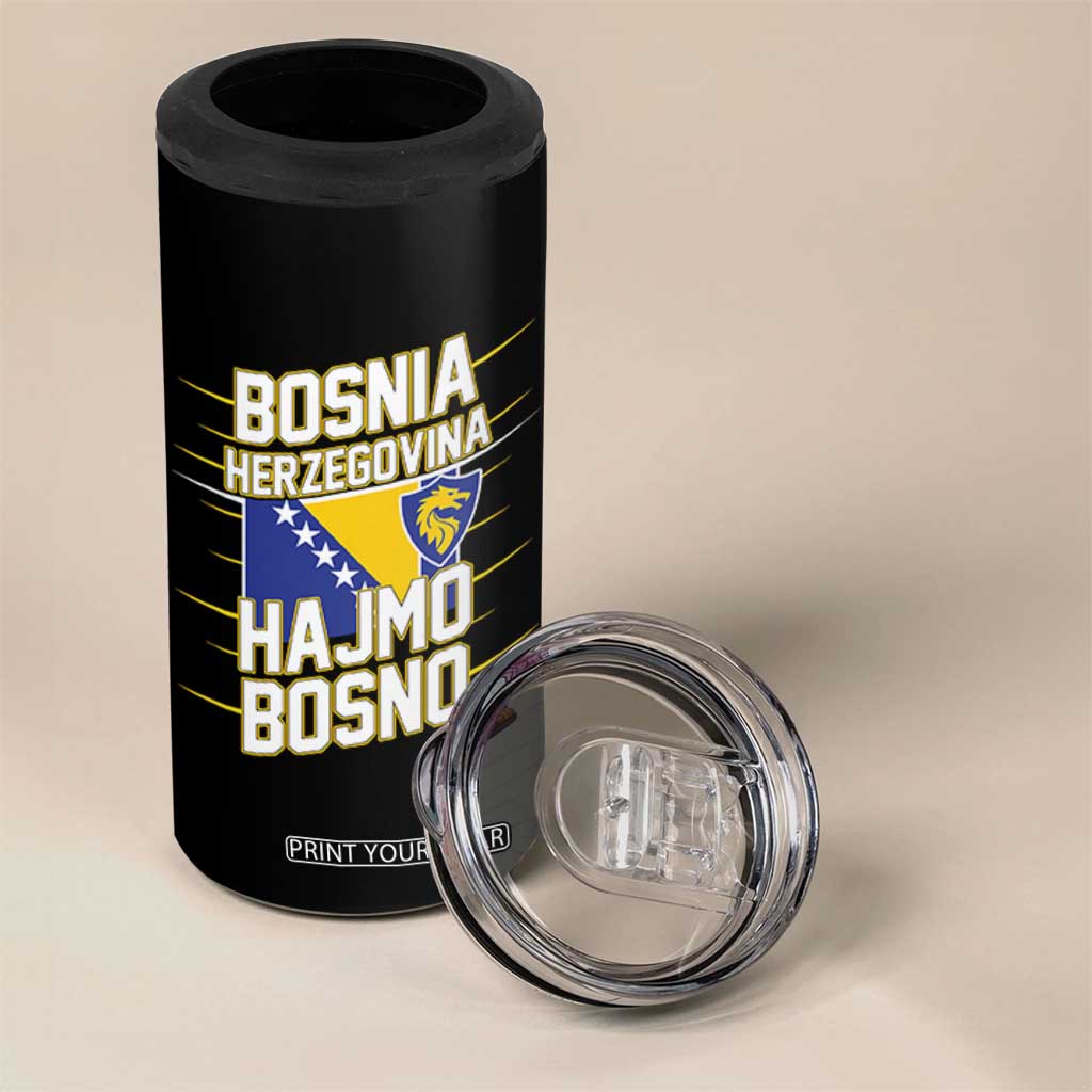 Lets Go Bosnia Herzegovina Hajmo Bosno Dragon Shield 4 in 1 Can Cooler Tumbler Soccer Team Pride Football Fan Heritage