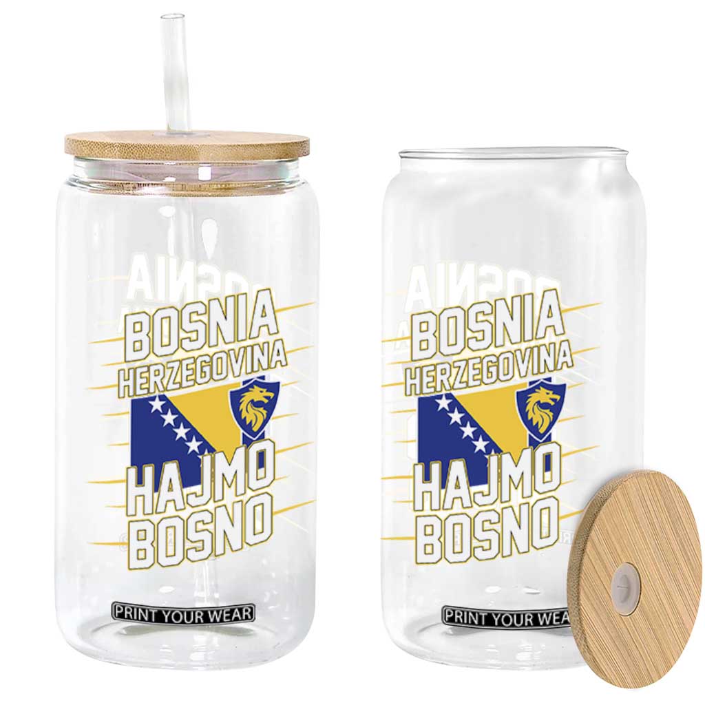 Lets Go Bosnia Herzegovina Hajmo Bosno Dragon Shield Glass Can Soccer Team Pride Football Fan Heritage