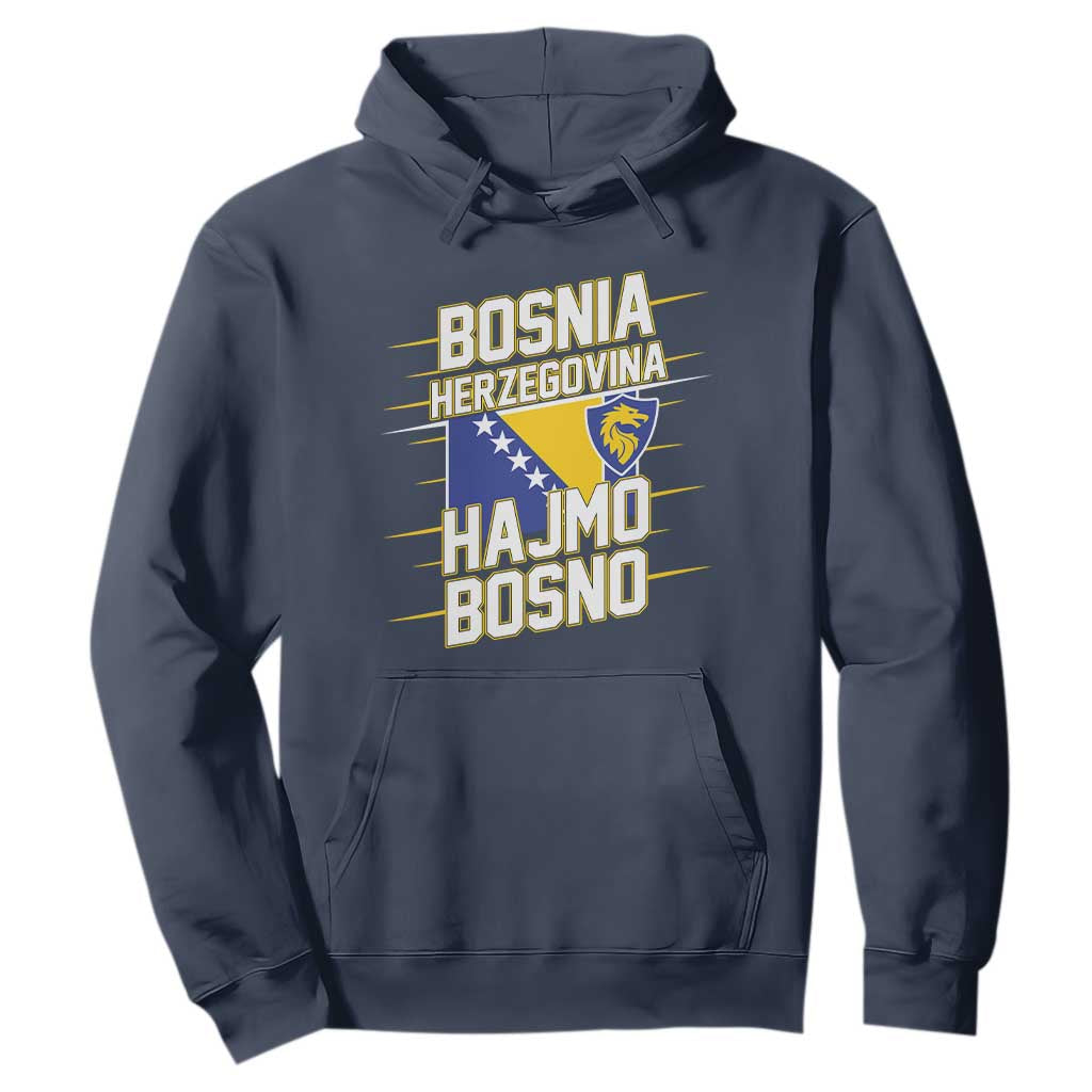 Lets Go Bosnia Herzegovina Hajmo Bosno Dragon Shield Hoodie Soccer Team Pride Football Fan Heritage TS02 Navy Print Your Wear