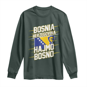 Lets Go Bosnia Herzegovina Hajmo Bosno Dragon Shield Long Sleeve Shirt Soccer Team Pride Football Fan Heritage TS02 Dark Forest Green Print Your Wear