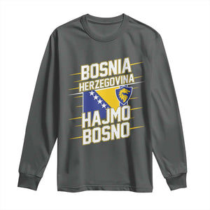 Lets Go Bosnia Herzegovina Hajmo Bosno Dragon Shield Long Sleeve Shirt Soccer Team Pride Football Fan Heritage TS02 Dark Heather Print Your Wear