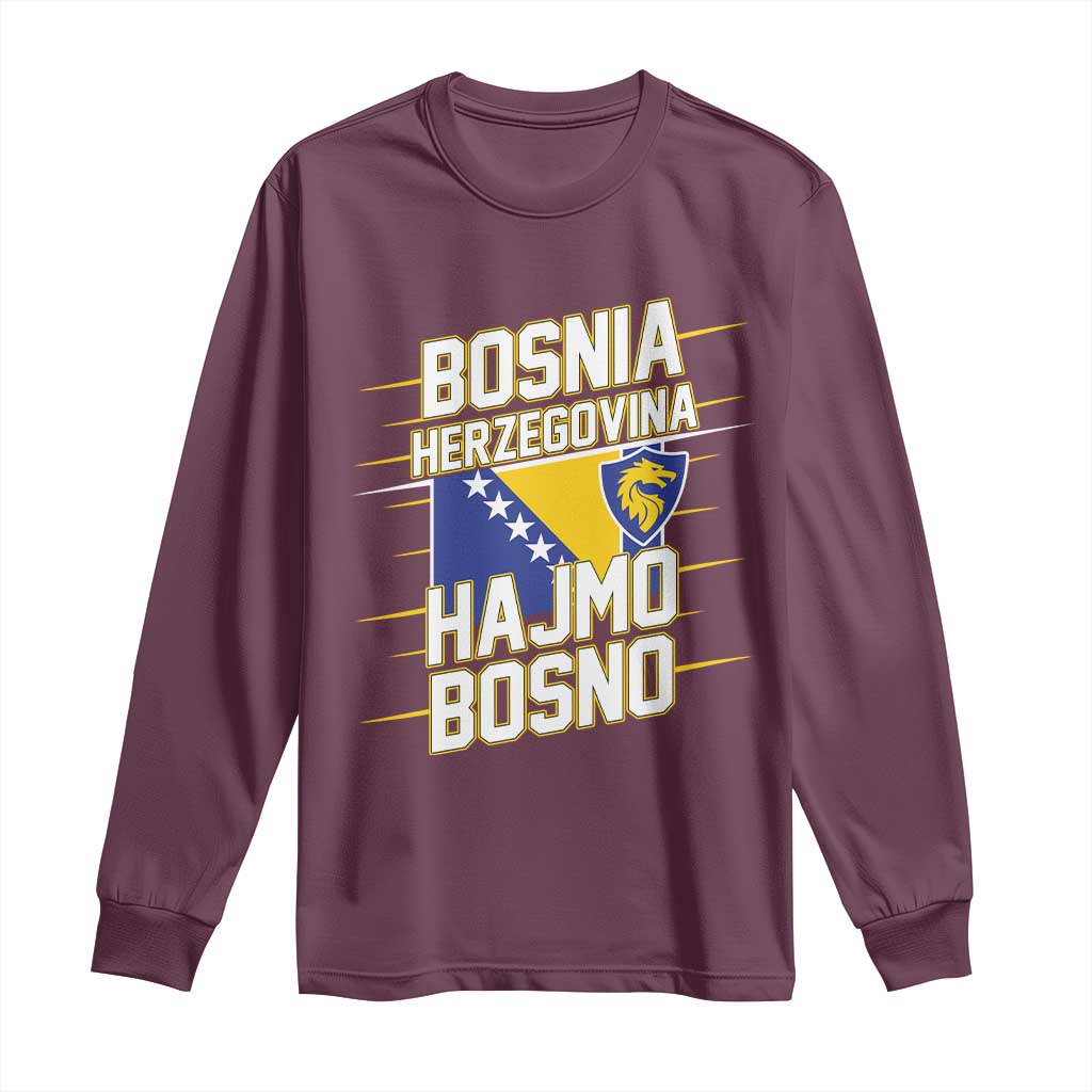 Lets Go Bosnia Herzegovina Hajmo Bosno Dragon Shield Long Sleeve Shirt Soccer Team Pride Football Fan Heritage TS02 Maroon Print Your Wear