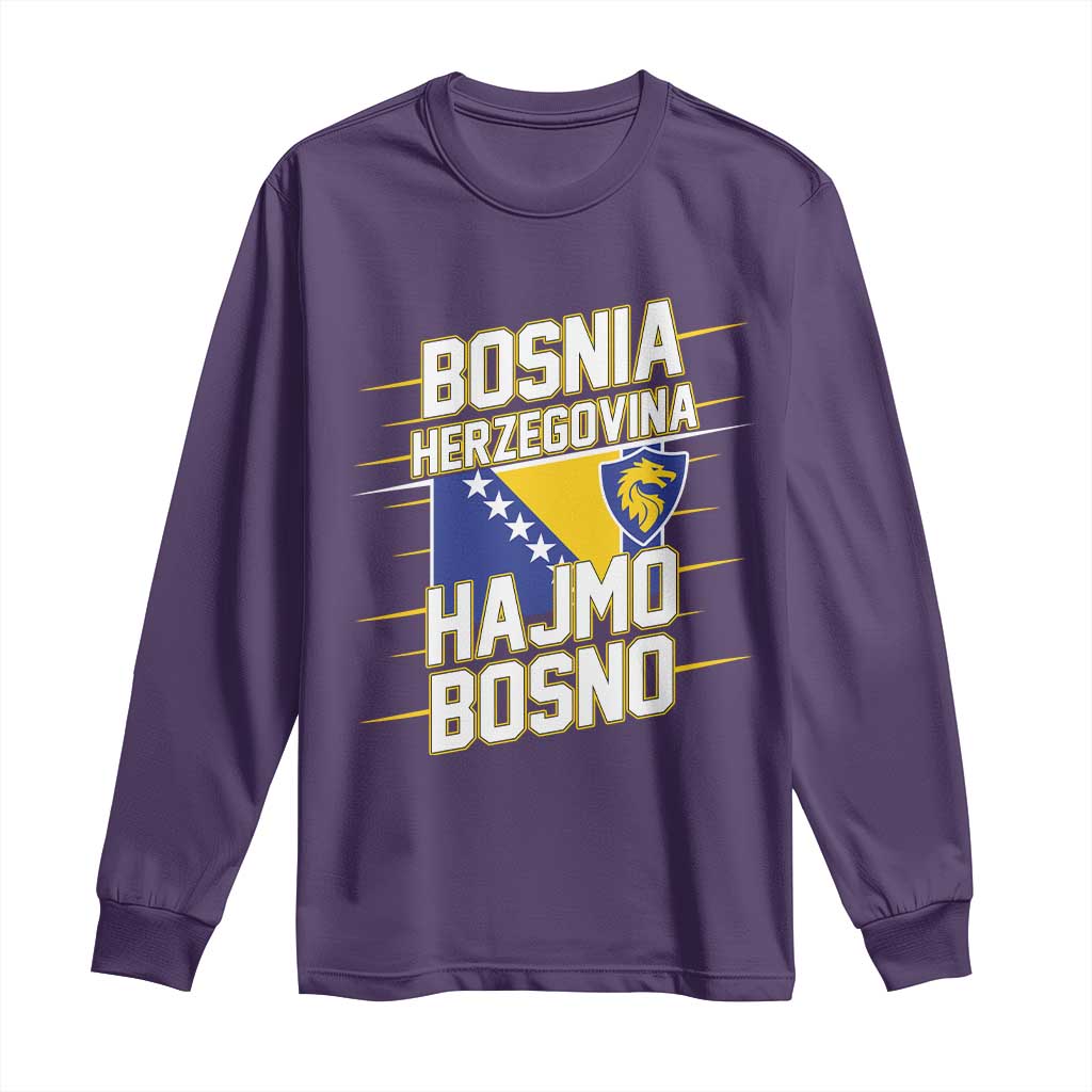 Lets Go Bosnia Herzegovina Hajmo Bosno Dragon Shield Long Sleeve Shirt Soccer Team Pride Football Fan Heritage TS02 Purple Print Your Wear