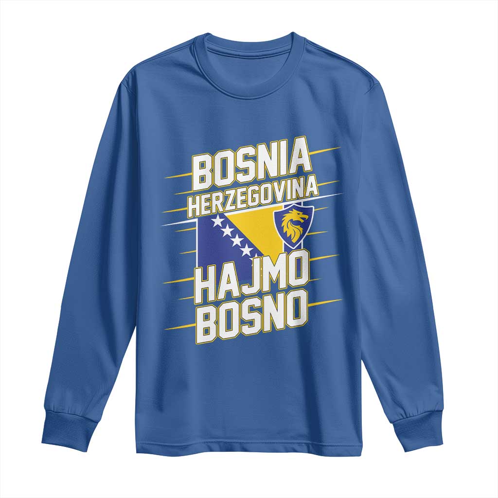 Lets Go Bosnia Herzegovina Hajmo Bosno Dragon Shield Long Sleeve Shirt Soccer Team Pride Football Fan Heritage TS02 Royal Blue Print Your Wear