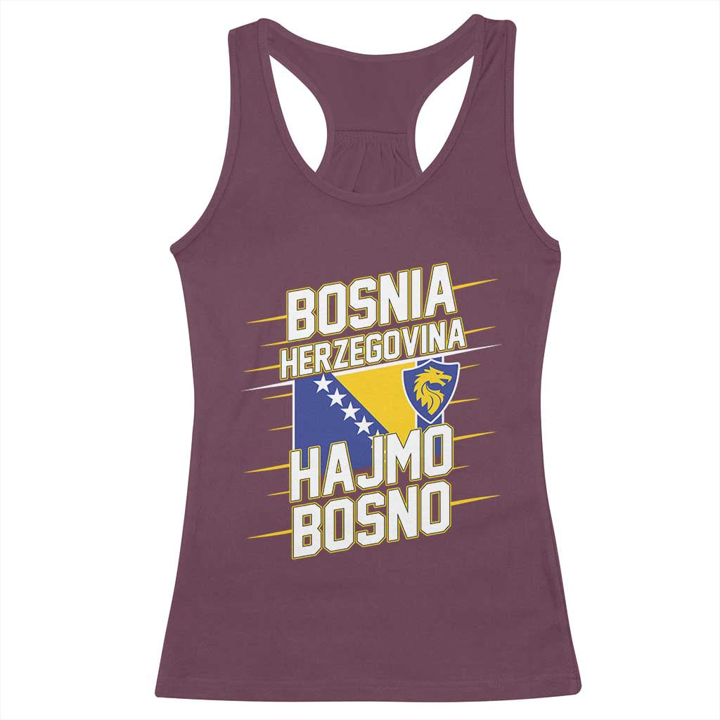 Lets Go Bosnia Herzegovina Hajmo Bosno Dragon Shield Racerback Tank Top Soccer Team Pride Football Fan Heritage TS02 Maroon Print Your Wear