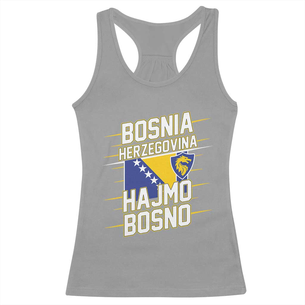 Lets Go Bosnia Herzegovina Hajmo Bosno Dragon Shield Racerback Tank Top Soccer Team Pride Football Fan Heritage TS02 Sport Gray Print Your Wear