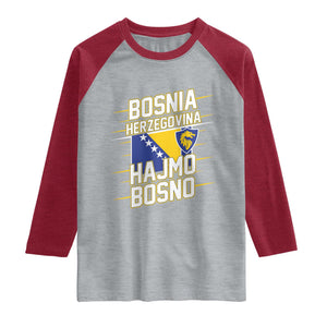 Lets Go Bosnia Herzegovina Hajmo Bosno Dragon Shield Raglan Shirt Soccer Team Pride Football Fan Heritage TS02 Heather Gray Heather Red Print Your Wear