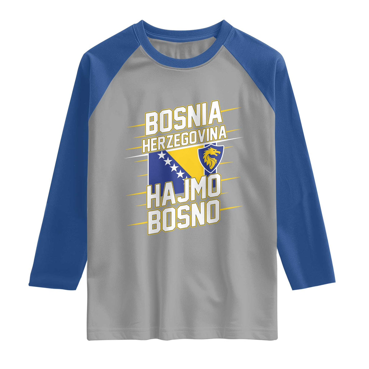 Lets Go Bosnia Herzegovina Hajmo Bosno Dragon Shield Raglan Shirt Soccer Team Pride Football Fan Heritage TS02 Sport Gray Royal Print Your Wear