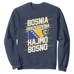 Lets Go Bosnia Herzegovina Hajmo Bosno Dragon Shield Sweatshirt Soccer Team Pride Football Fan Heritage TS02 Navy Print Your Wear