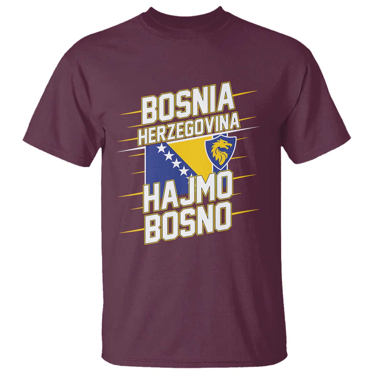 Lets Go Bosnia Herzegovina Hajmo Bosno Dragon Shield T Shirt Soccer Team Pride Football Fan Heritage TS02 Maroon Print Your Wear