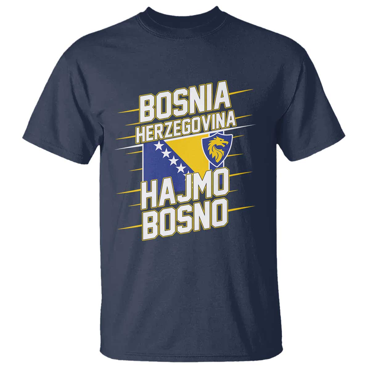 Lets Go Bosnia Herzegovina Hajmo Bosno Dragon Shield T Shirt Soccer Team Pride Football Fan Heritage TS02 Navy Print Your Wear