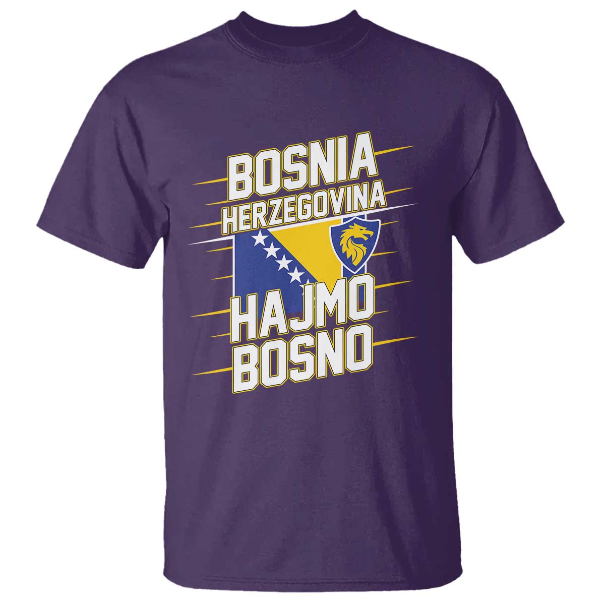 Lets Go Bosnia Herzegovina Hajmo Bosno Dragon Shield T Shirt Soccer Team Pride Football Fan Heritage TS02 Purple Print Your Wear