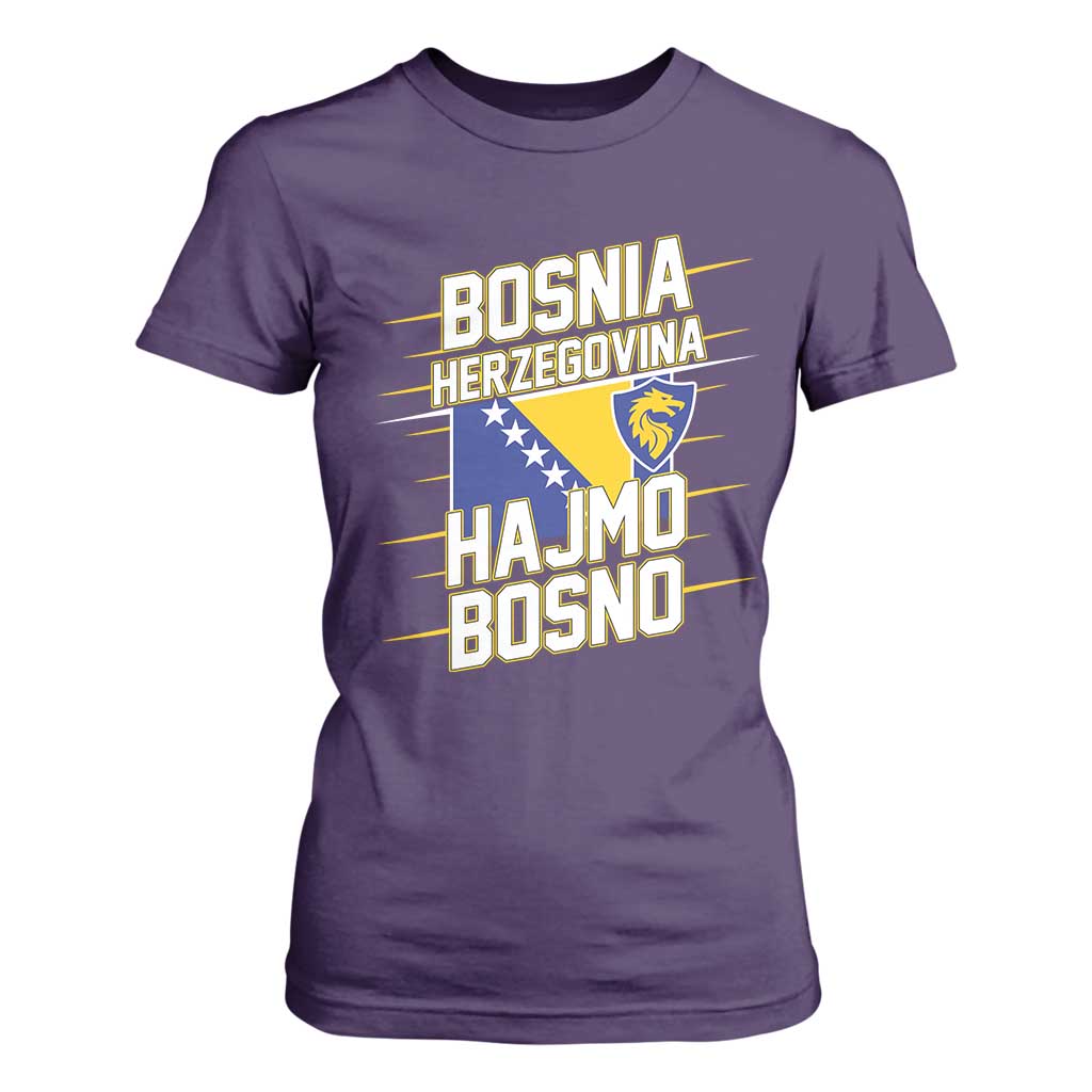 Lets Go Bosnia Herzegovina Hajmo Bosno Dragon Shield T Shirt For Women Soccer Team Pride Football Fan Heritage TS02 Purple Print Your Wear