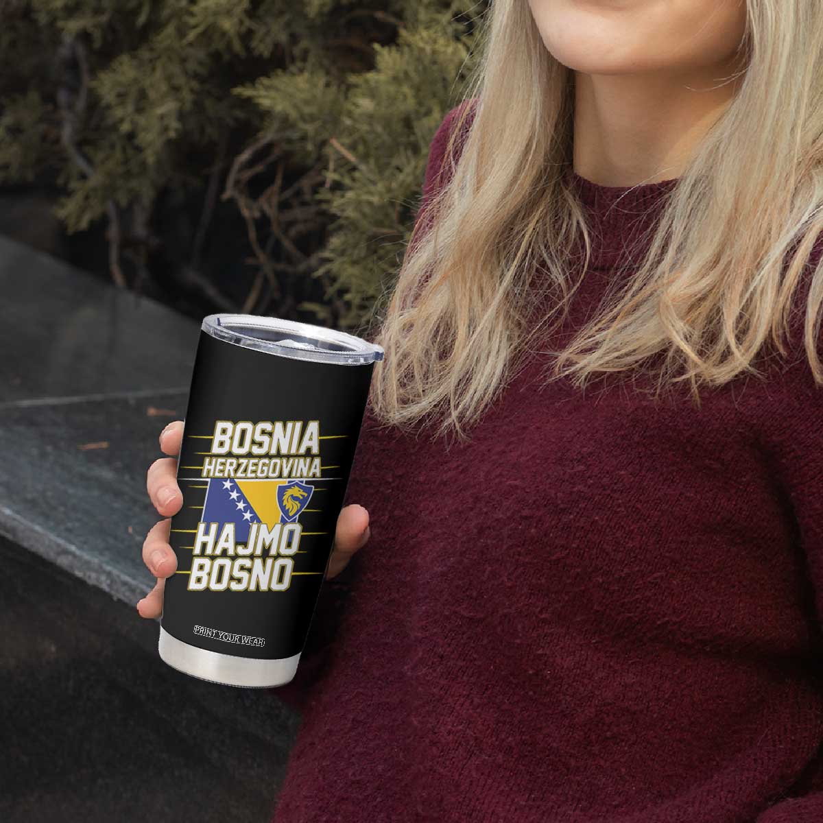 Lets Go Bosnia Herzegovina Hajmo Bosno Dragon Shield Tumbler Cup Soccer Team Pride Football Fan Heritage