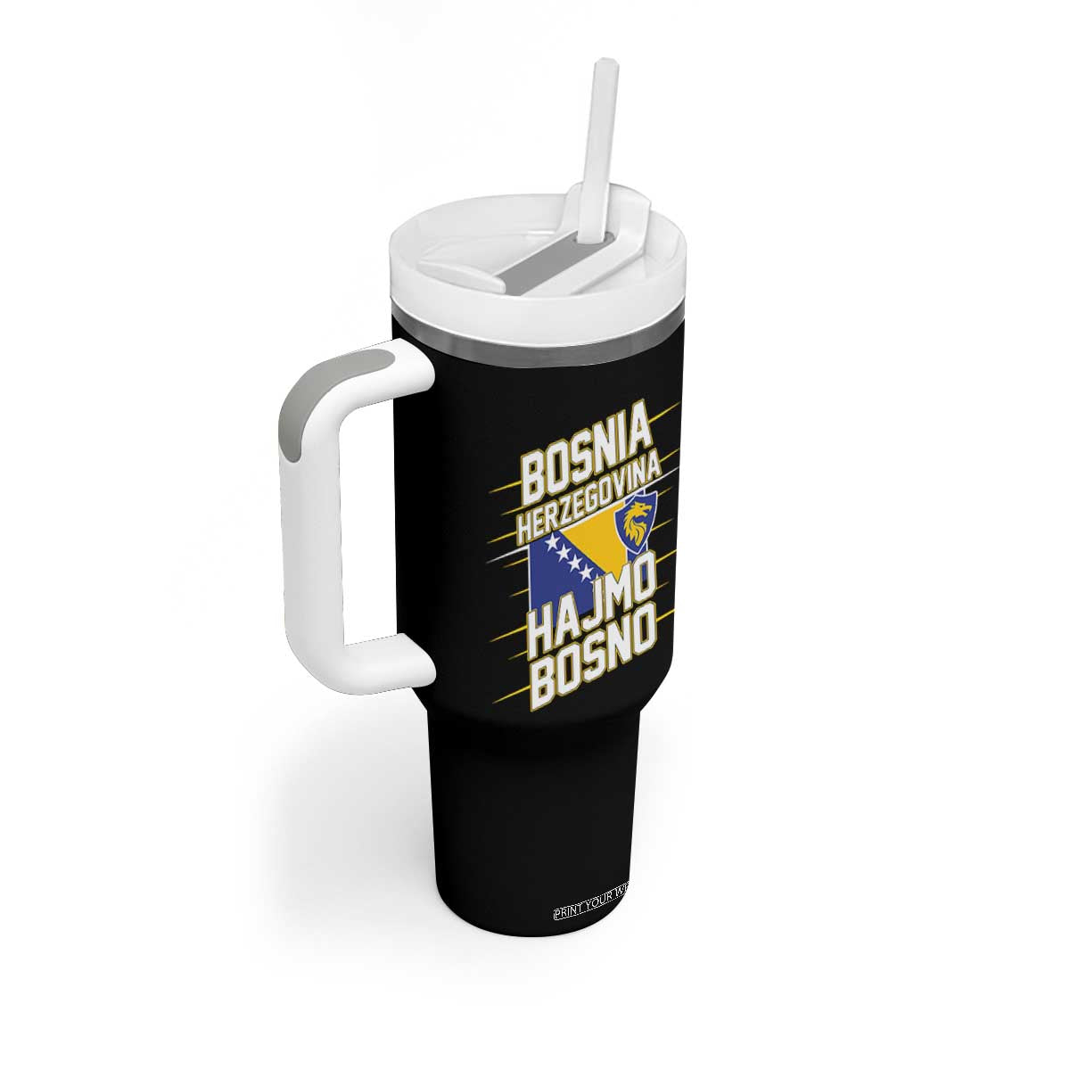Lets Go Bosnia Herzegovina Hajmo Bosno Dragon Shield Tumbler With Handle Soccer Team Pride Football Fan Heritage
