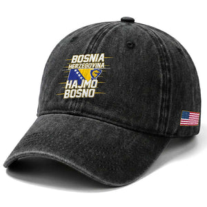 Lets Go Bosnia Herzegovina Hajmo Bosno Dragon Shield Washed Cotton Baseball Cap Soccer Team Pride Football Fan Heritage