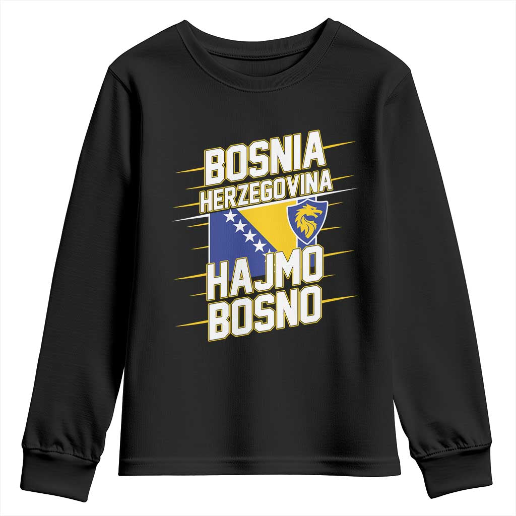 Lets Go Bosnia Herzegovina Hajmo Bosno Dragon Shield Youth Sweatshirt Soccer Team Pride Football Fan Heritage TS02 Black Print Your Wear