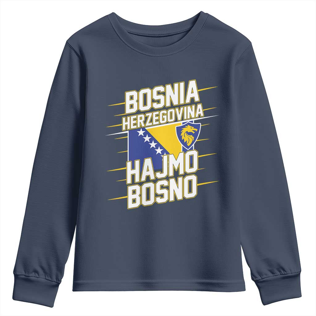 Lets Go Bosnia Herzegovina Hajmo Bosno Dragon Shield Youth Sweatshirt Soccer Team Pride Football Fan Heritage TS02 Navy Print Your Wear