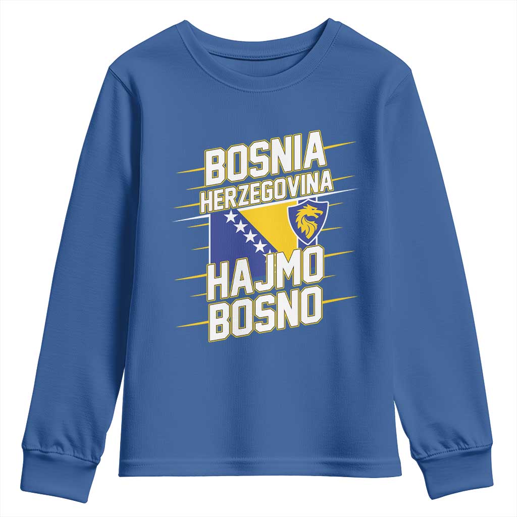 Lets Go Bosnia Herzegovina Hajmo Bosno Dragon Shield Youth Sweatshirt Soccer Team Pride Football Fan Heritage TS02 Royal Blue Print Your Wear