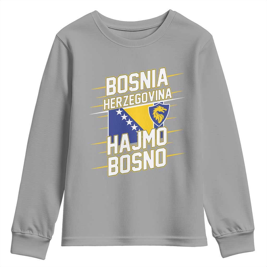 Lets Go Bosnia Herzegovina Hajmo Bosno Dragon Shield Youth Sweatshirt Soccer Team Pride Football Fan Heritage TS02 Sport Gray Print Your Wear