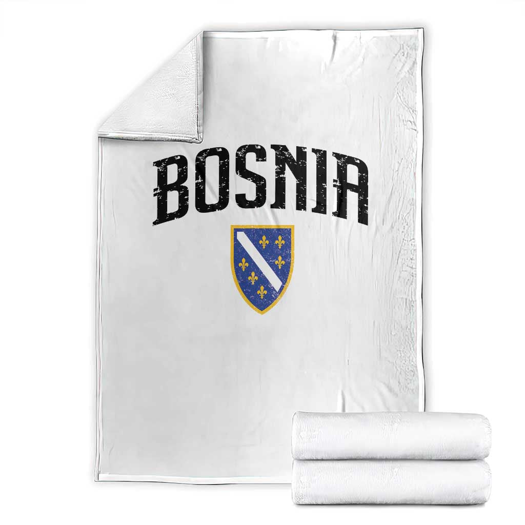 Vintage Bosnia Coat of Arms Minimalist Throw Blanket Golden Lily Heritage Shield Graphic