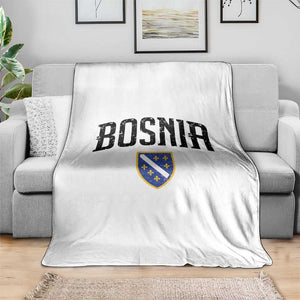 Vintage Bosnia Coat of Arms Minimalist Throw Blanket Golden Lily Heritage Shield Graphic