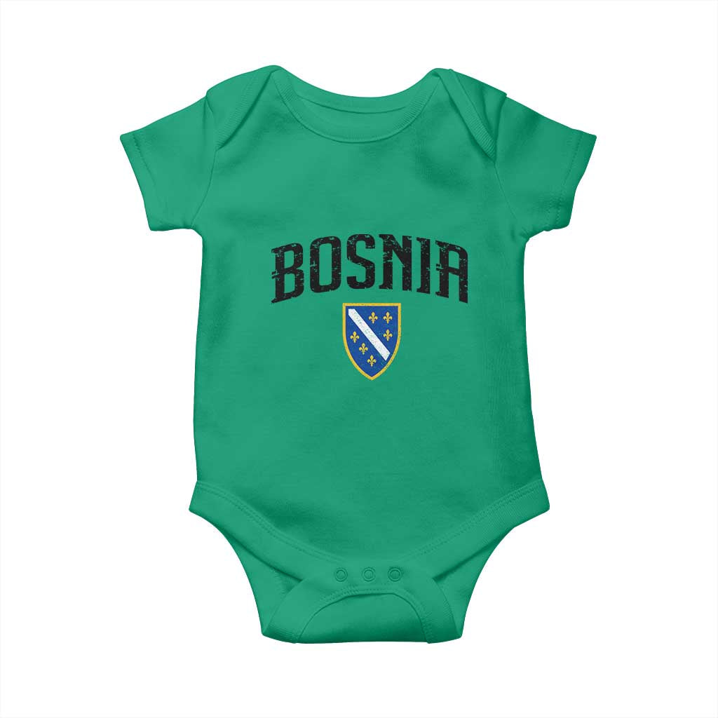Vintage Bosnia Coat of Arms Minimalist Baby Onesie Golden Lily Heritage Shield Graphic TS02 Irish Green Print Your Wear