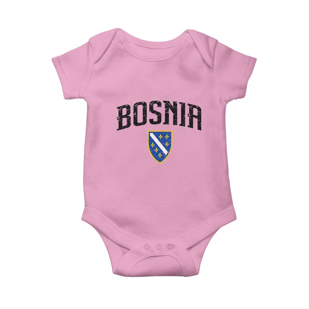 Vintage Bosnia Coat of Arms Minimalist Baby Onesie Golden Lily Heritage Shield Graphic TS02 Light Pink Print Your Wear