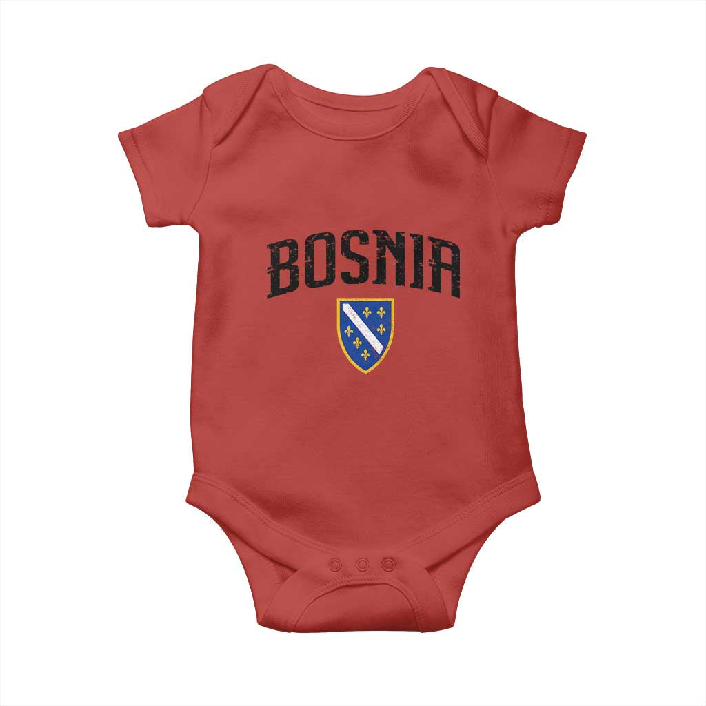 Vintage Bosnia Coat of Arms Minimalist Baby Onesie Golden Lily Heritage Shield Graphic TS02 Red Print Your Wear