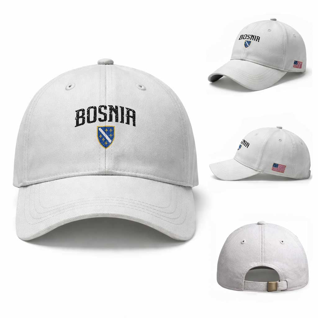 Vintage Bosnia Coat of Arms Minimalist Baseball Cap Golden Lily Heritage Shield Graphic