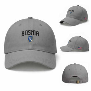 Vintage Bosnia Coat of Arms Minimalist Baseball Cap Golden Lily Heritage Shield Graphic