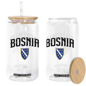 Vintage Bosnia Coat of Arms Minimalist Glass Can Golden Lily Heritage Shield Graphic