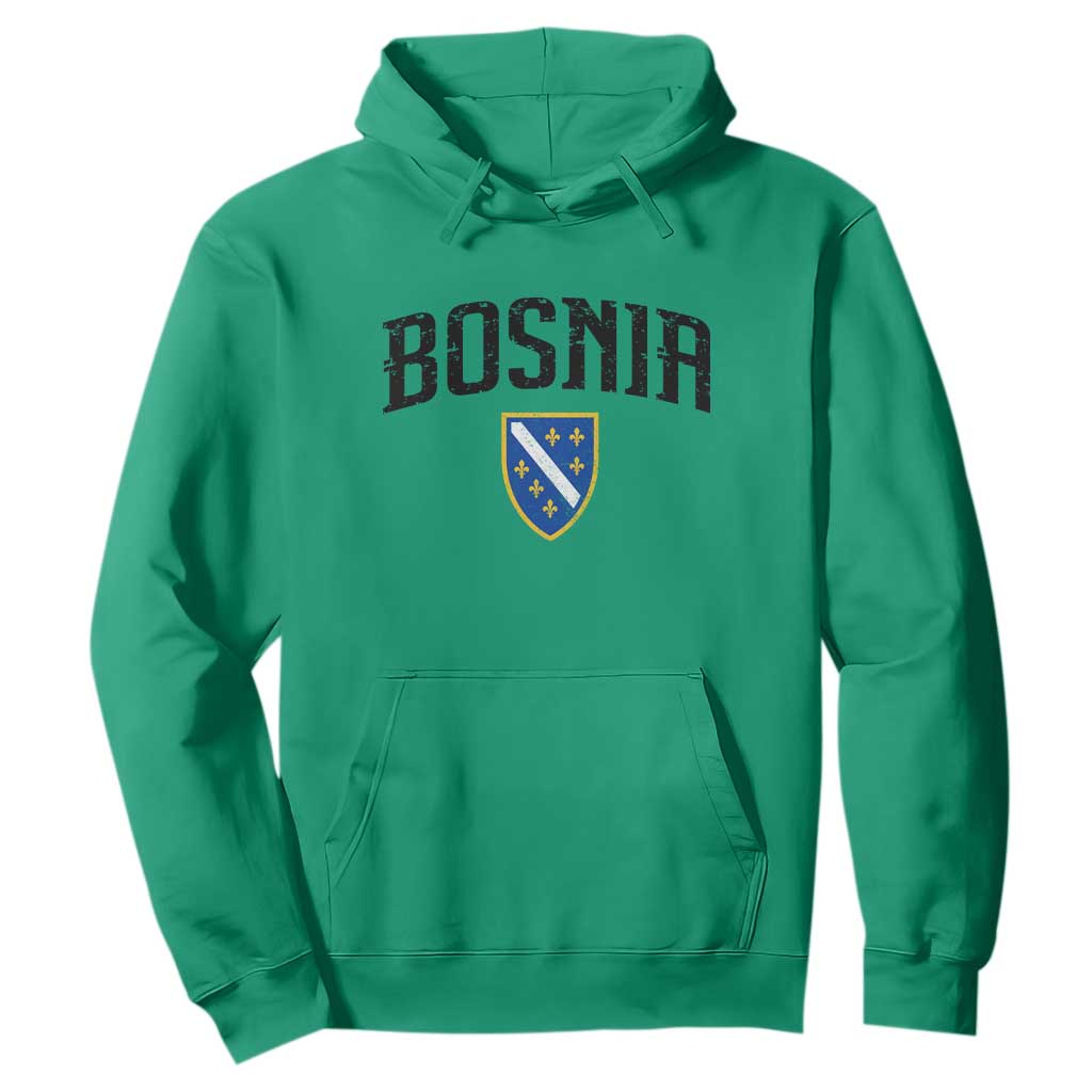 Vintage Bosnia Coat of Arms Minimalist Hoodie Golden Lily Heritage Shield Graphic TS02 Irish Green Print Your Wear