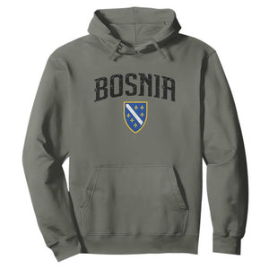 Vintage Bosnia Coat of Arms Minimalist Hoodie Golden Lily Heritage Shield Graphic TS02 Military Green Print Your Wear