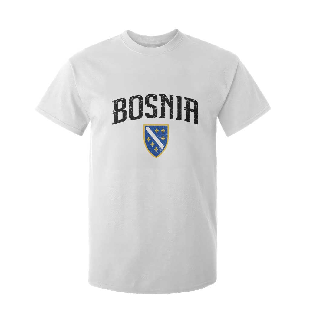 Vintage Bosnia Coat of Arms Minimalist T Shirt For Kid Golden Lily Heritage Shield Graphic TS02 White Print Your Wear