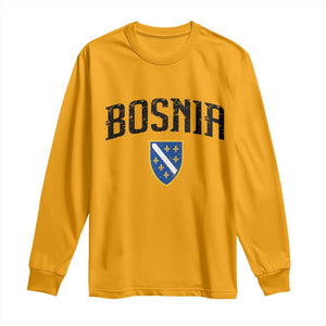 Vintage Bosnia Coat of Arms Minimalist Long Sleeve Shirt Golden Lily Heritage Shield Graphic TS02 Gold Print Your Wear