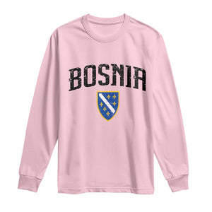 Vintage Bosnia Coat of Arms Minimalist Long Sleeve Shirt Golden Lily Heritage Shield Graphic TS02 Light Pink Print Your Wear