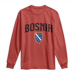 Vintage Bosnia Coat of Arms Minimalist Long Sleeve Shirt Golden Lily Heritage Shield Graphic TS02 Red Print Your Wear