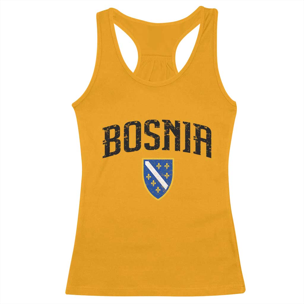 Vintage Bosnia Coat of Arms Minimalist Racerback Tank Top Golden Lily Heritage Shield Graphic TS02 Gold Print Your Wear