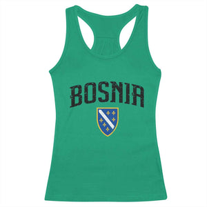 Vintage Bosnia Coat of Arms Minimalist Racerback Tank Top Golden Lily Heritage Shield Graphic TS02 Irish Green Print Your Wear